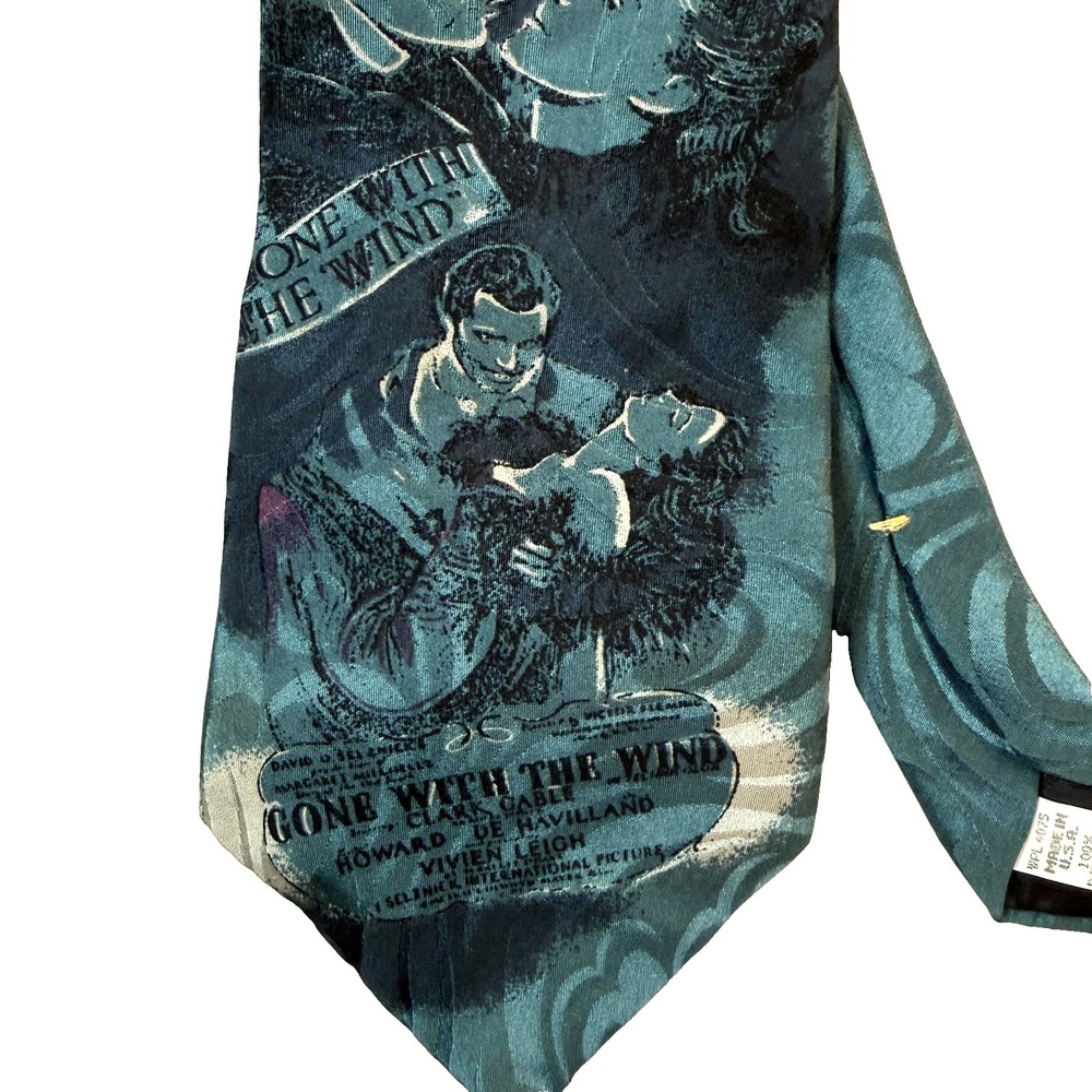 Vintage American Film Classics Tie Mens Blue Silk Gone With The Wind USA